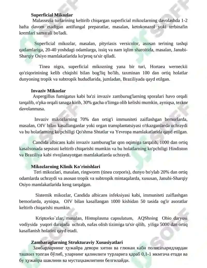 Biozararlovchi zamburug‘lar klassifikatsiyasi, tuzilish, zarari 2