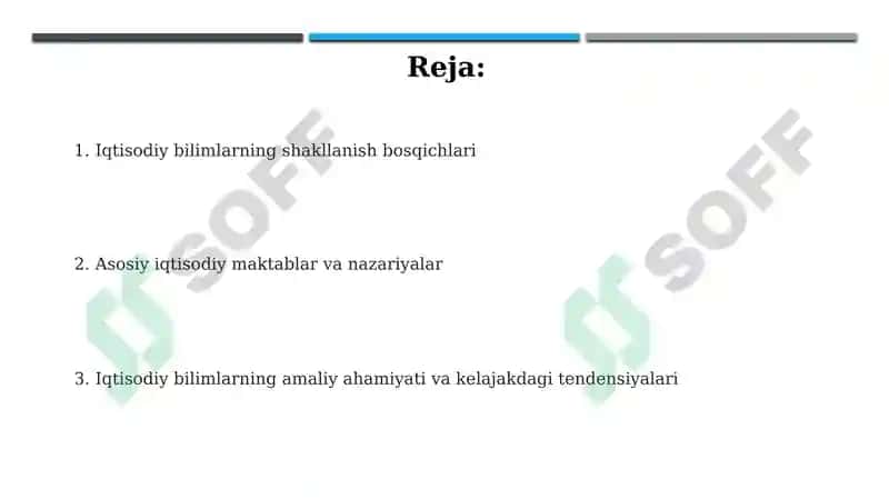 Iqtisodiyotga oid bilimlarning shakllanishi va rivojlanishi 2
