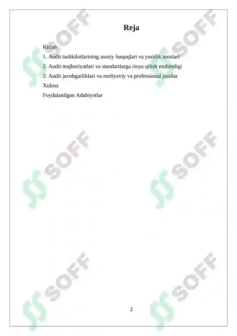 Audit Tashkilotlarining Huquqlari Majburlatlari va Javobgarliklari 2