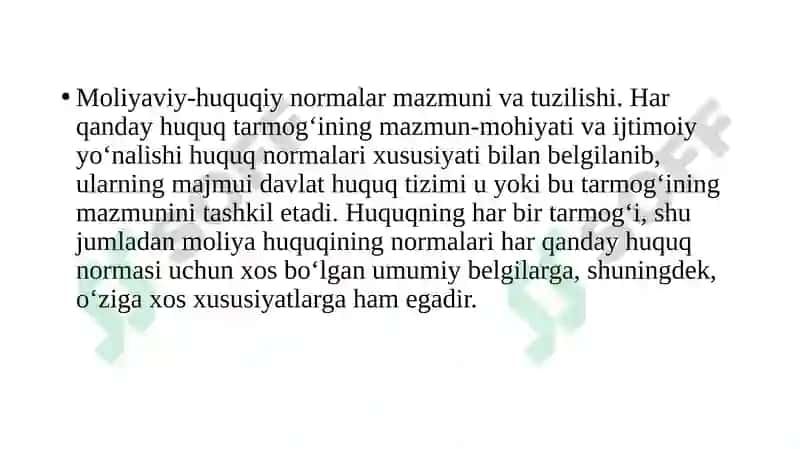 Moliyaviy-huquqiy normalar va munosabatlar 2