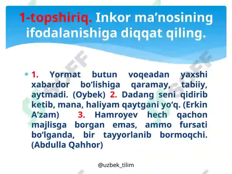 INKOR IFODALOVCHI MORFOLOGIK VOSITALAR USLUBIYATI 2