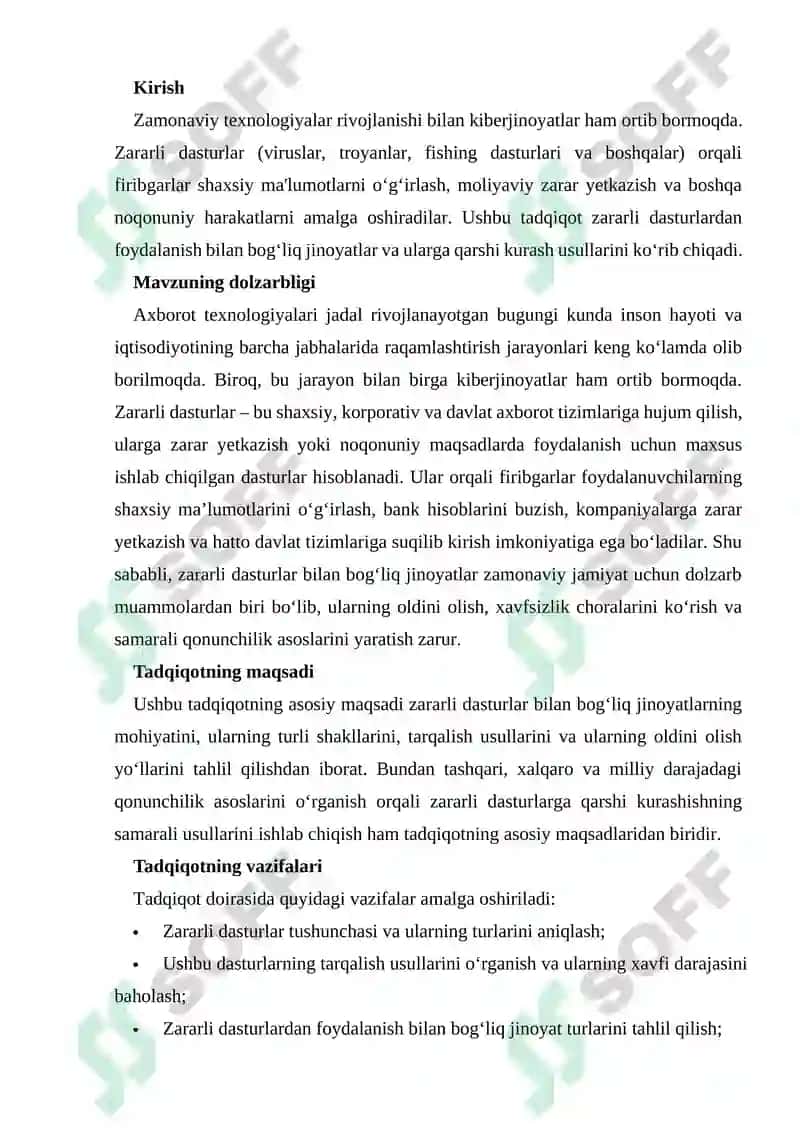 ZARARLI DASTURLARDAN FOYDALANISH BILAN BOG'LIQ JINOYATLAR 2