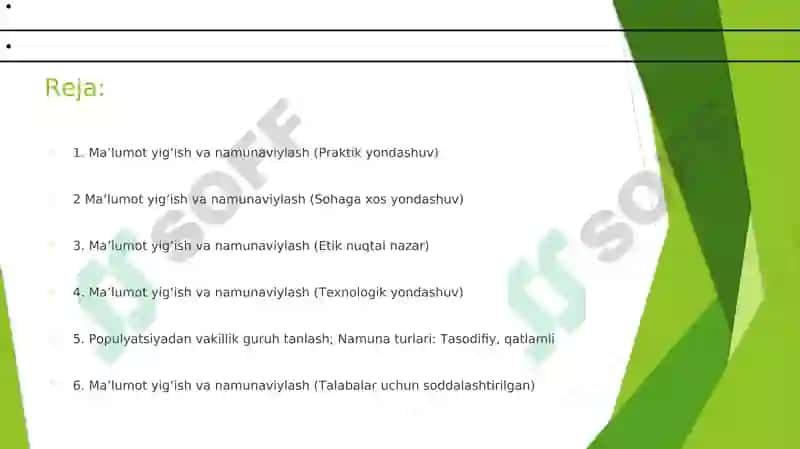 Ma'lumot yig'ish va namunaviylash 2