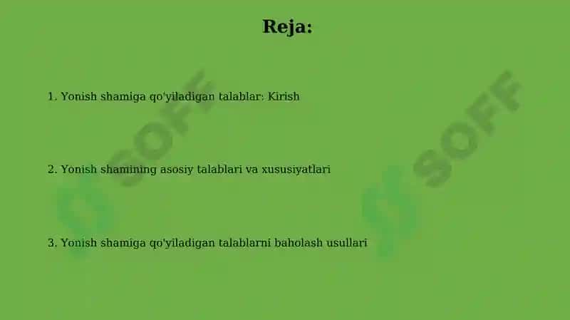 O't oldirish svechasiga qo'yiladigan talablarni o'rganish 2