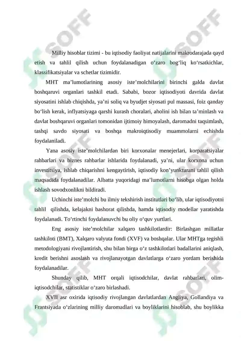 Milliy hisoblar tizimi holati va istiqbollari 2
