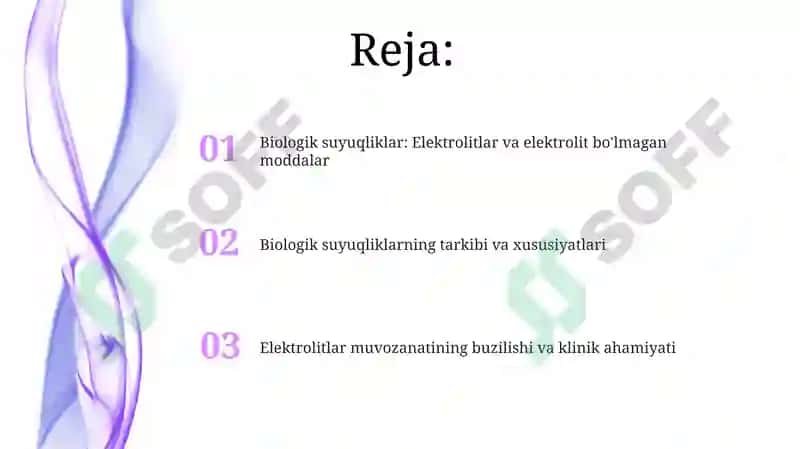 Biologik suyuqliklar: Elektrolitlar va elektrolit bo'lmagan moddalar 2