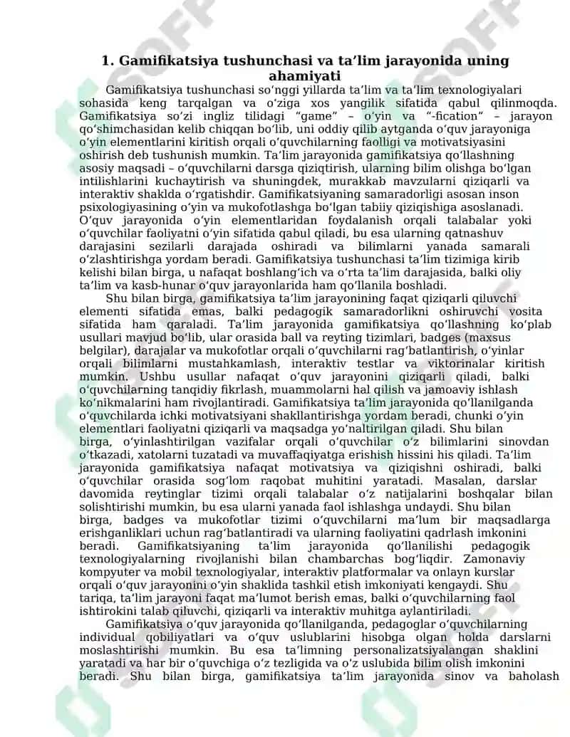 Gamifikatsiya va oʻquv jarayonida oʻyinlashtirish usullaridan foydalanish 2