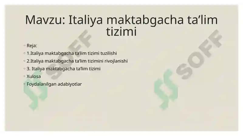 Italiya maktabgacha ta’lim tizimi 2
