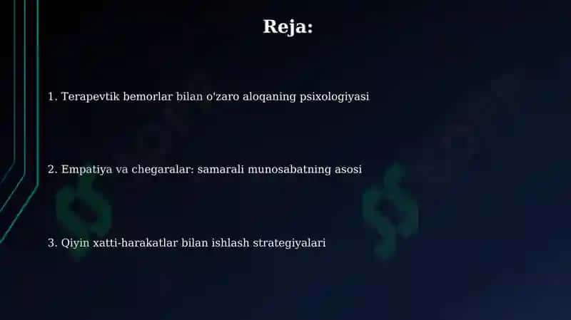 Terapevtik bemorlar bn munosabatda boʻlish psixologiyasi 2