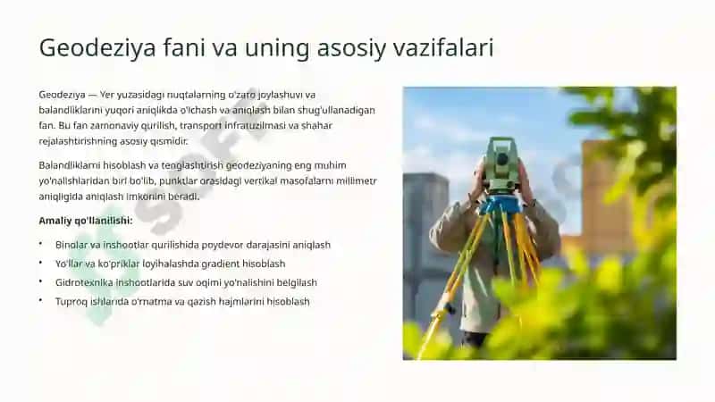Balandliklarni hisoblash va tenglashtirish 2