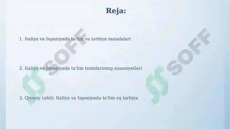 Italiya va Ispaniyada ta'lim va tarbiya masalalari 2