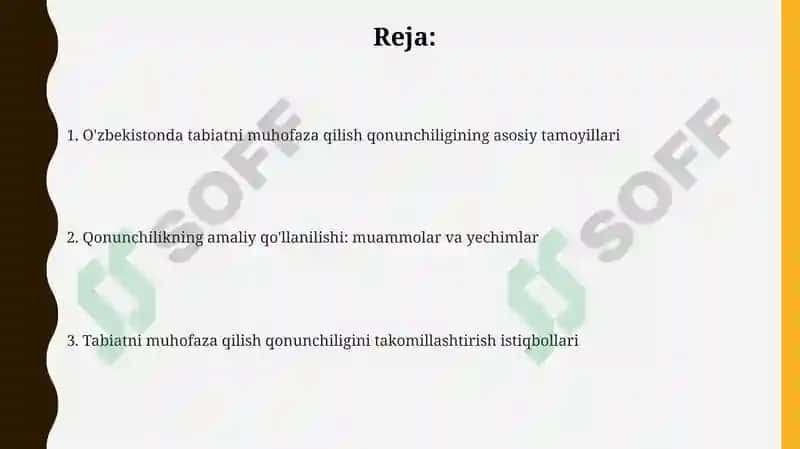 Oʻzbekiston Respublikasi Tabiatini asrashgadoira qonunlarini oʻrganish 2
