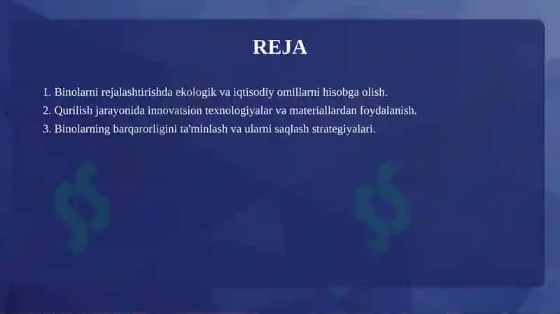 Binolarning Hájmiy-Rejaviy va Konstruktiv Yechimlari 2