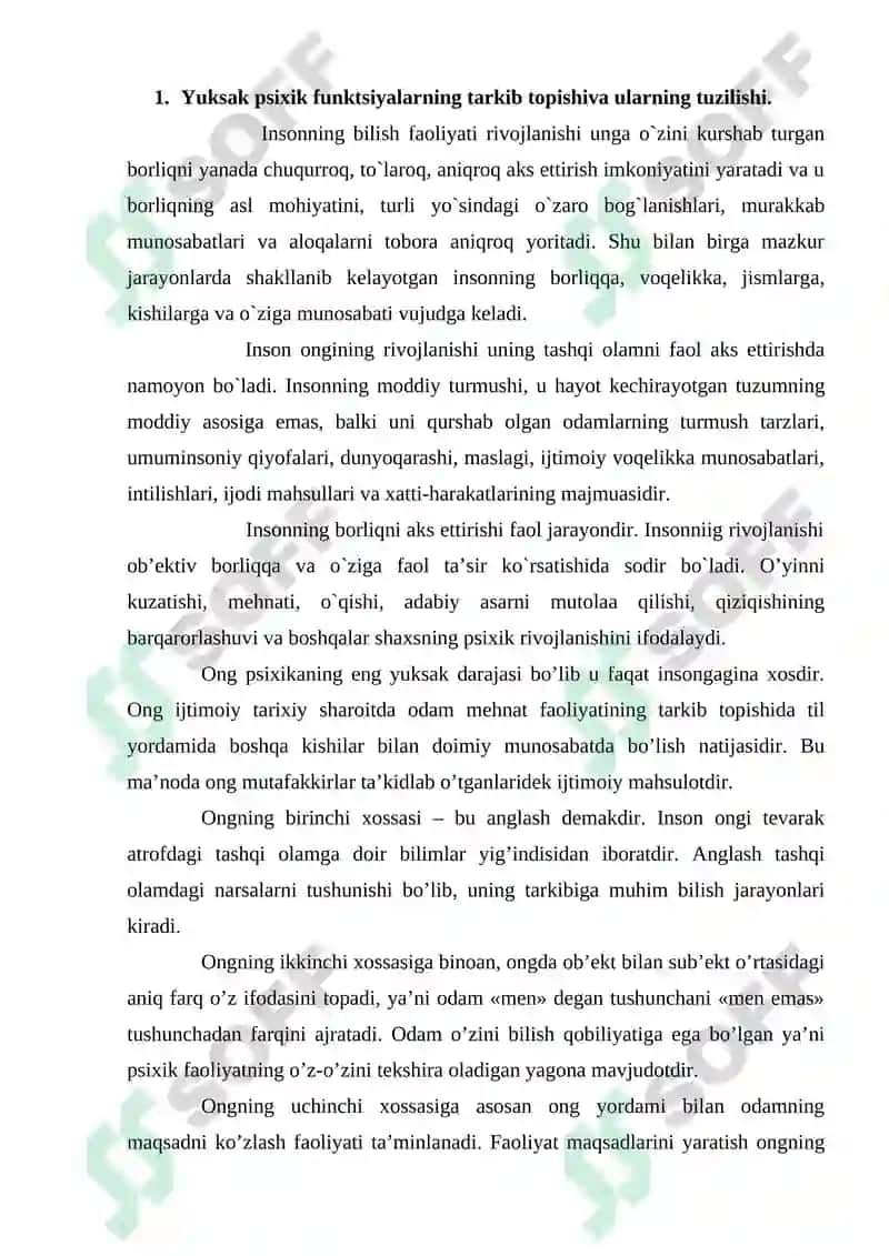Yuksak psiхik funktsiyalarning tarkib tоpishiva ularning tuzilishi 2