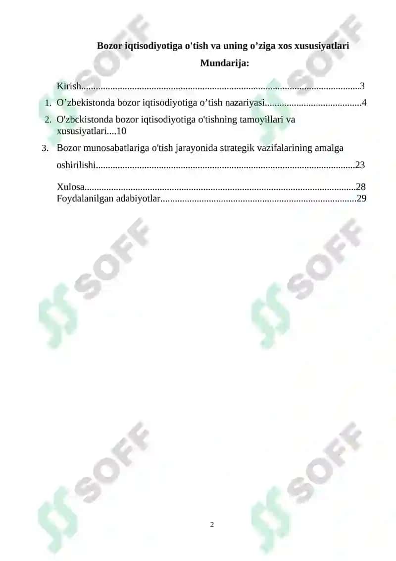 Bozor iqtisodiyotiga o'tish va uning o’ziga xos xususiyatlari 2