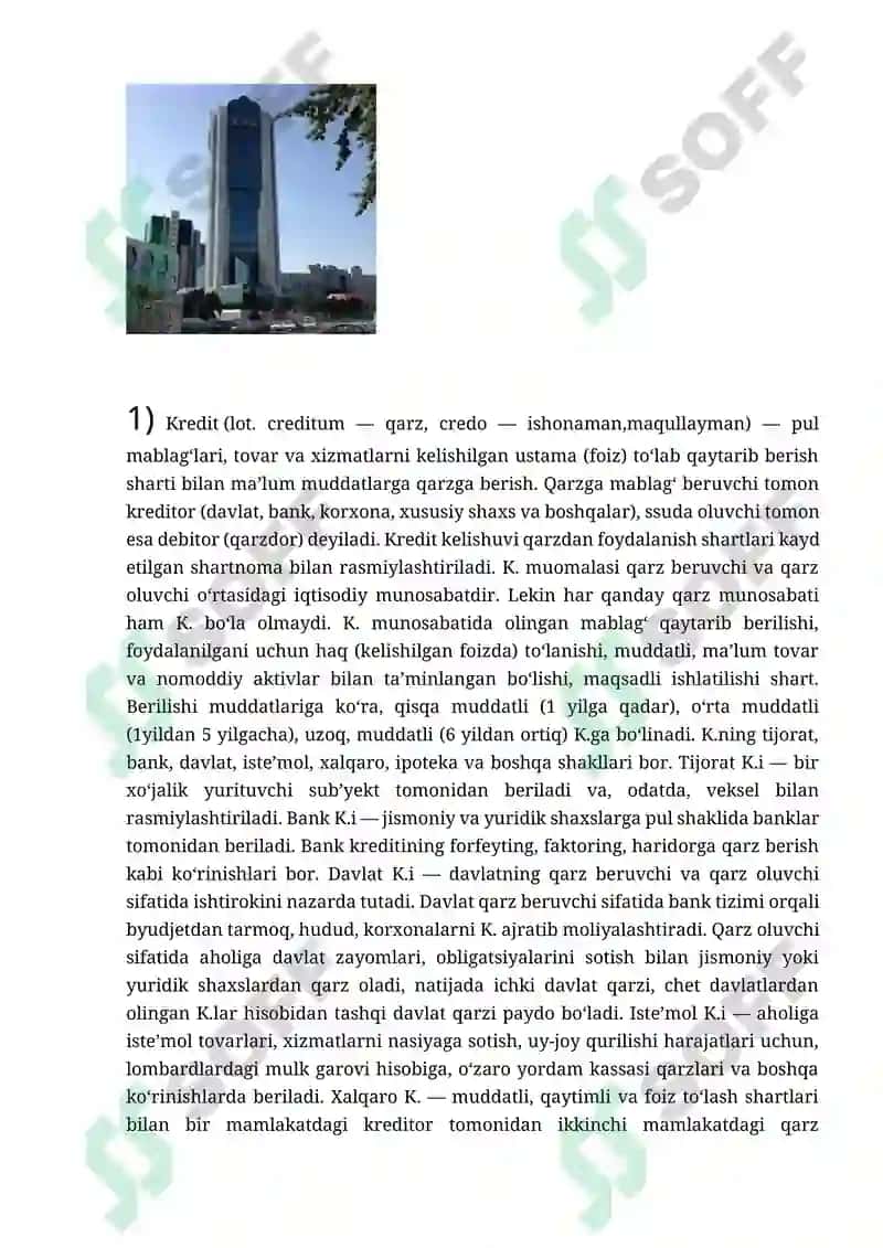 KREDITNING ZARURLIGI FUNKSIYALARI TURLARI VA SHAKLLARI 2