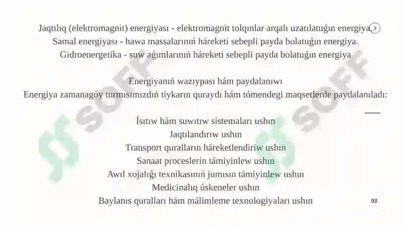Energiya hám onıń turlari 2