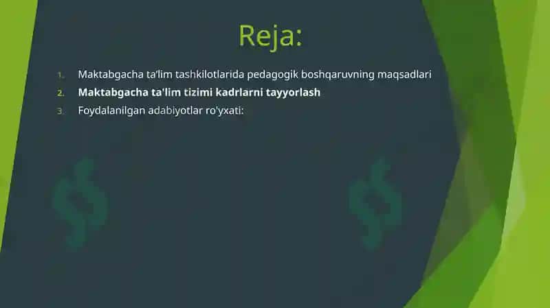 Maktabgacha ta'lim tizimi kadrlarni tayyorlash va sohaga qabul qilishiga qo'yilgan talablar 2