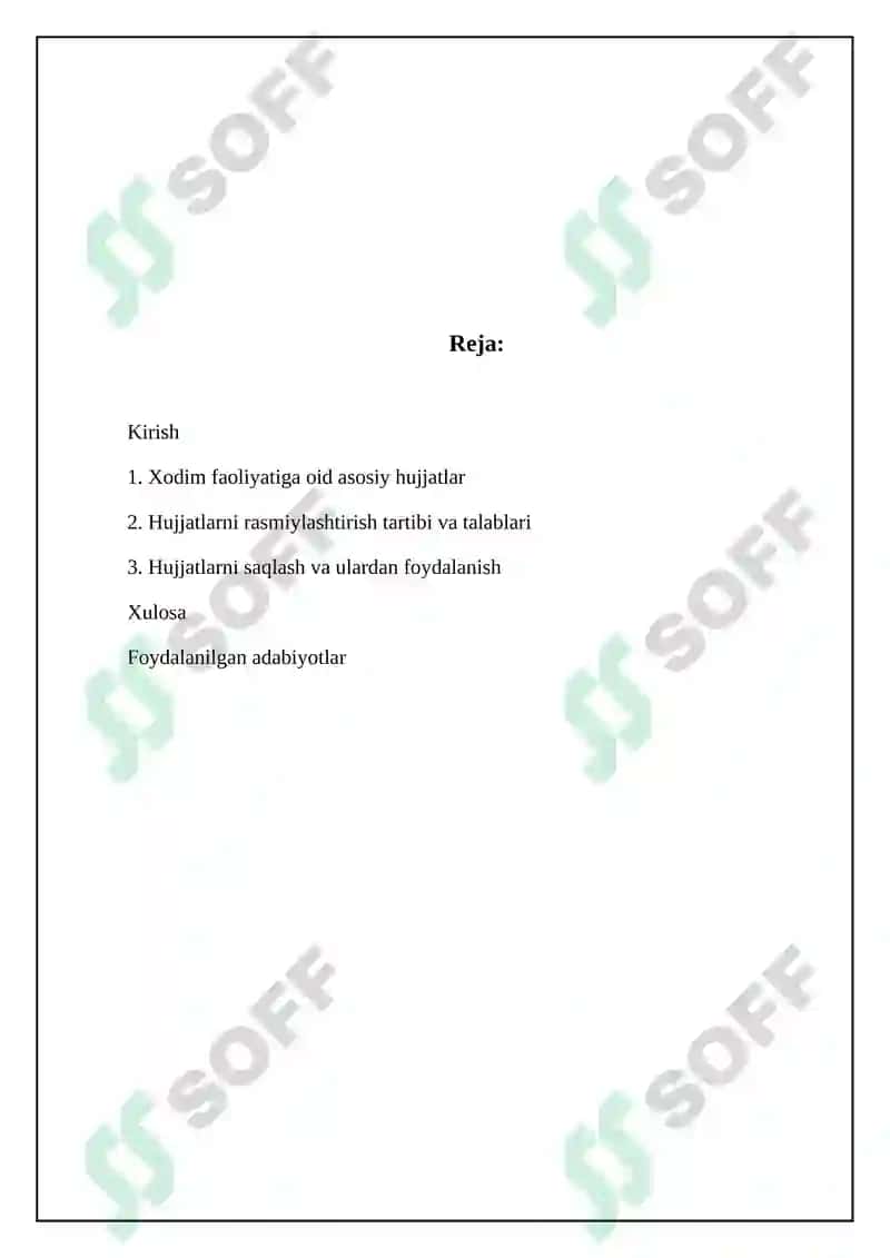 Xodimlar faoliyatiga oid hujjatlar 2