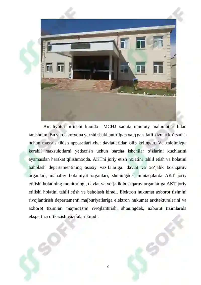 Xususiy korxona amaliyot hisobot 2