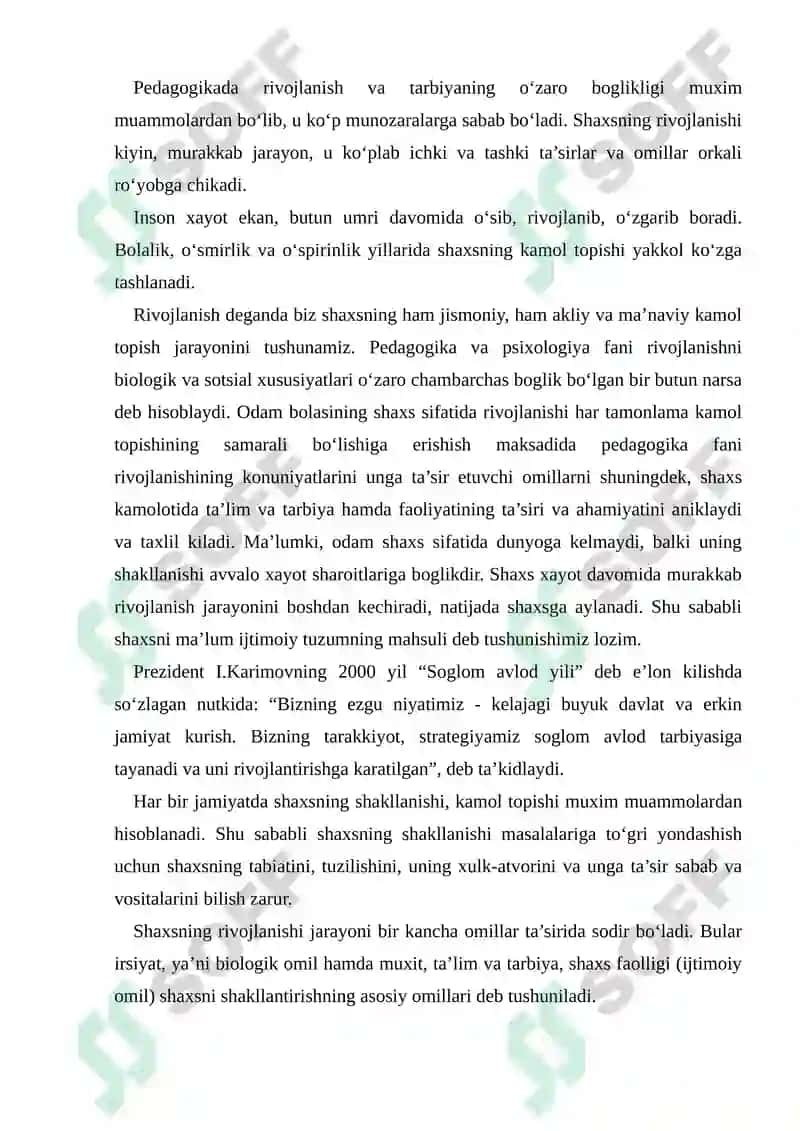 Tarbiyada shaxs rivojlanishining biologik va psixologik asoslari 2