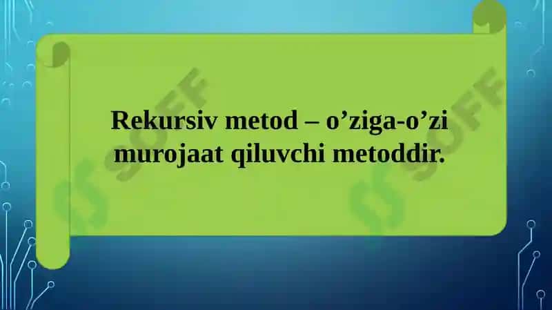 Rekursiv va qayta yuklanuvchi metodlar 2