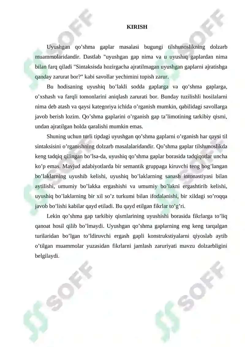 O‘ZBEK TILSHUNOSLIGIDA UYUSHGAN GAPLARNING ILMIY TASNIFI 2
