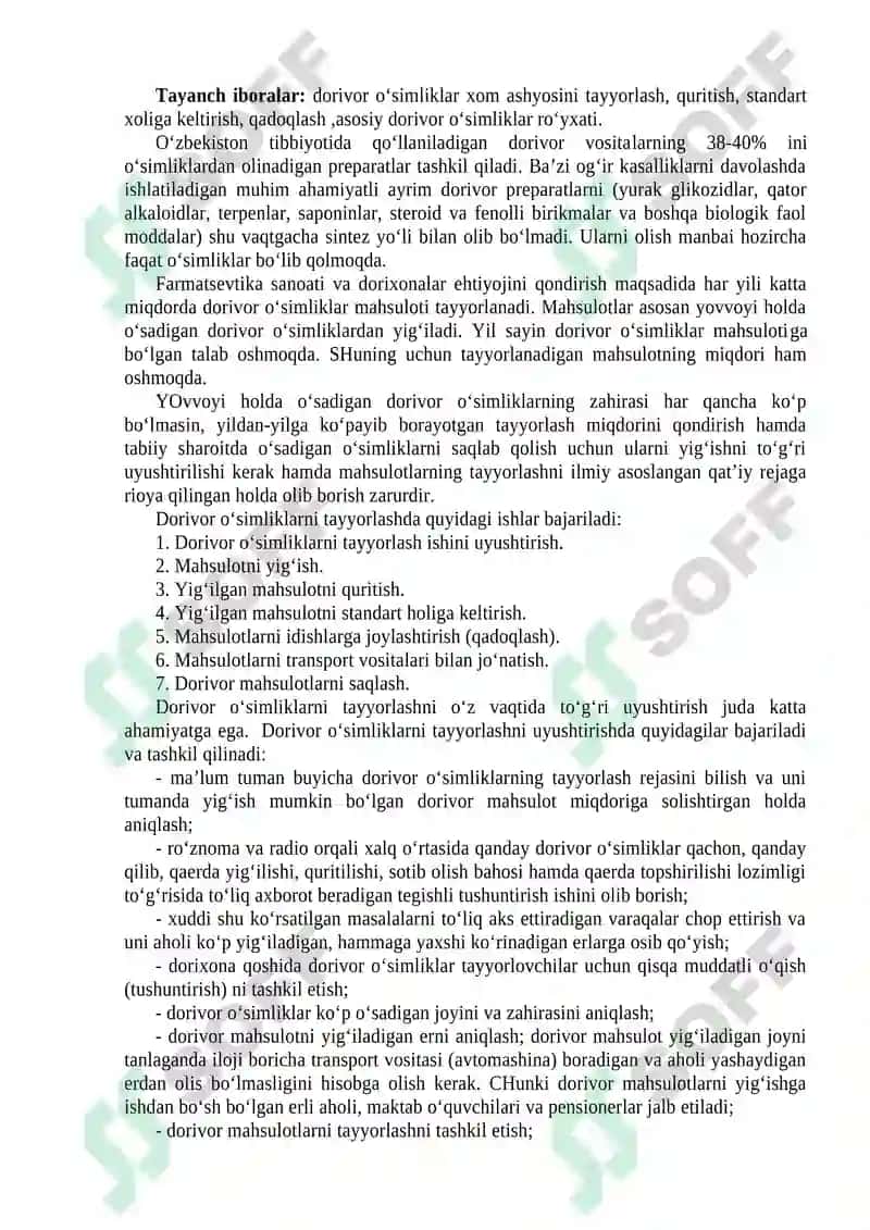 Dorivor o‘simliklar xom ashyosini tayyorlash 2