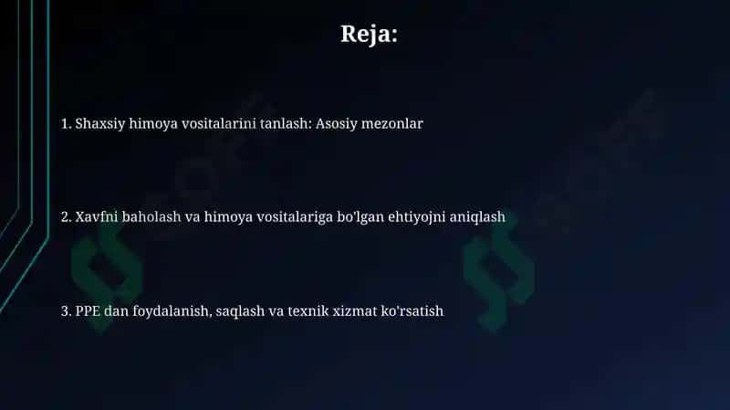 Shaxsiy Himoya Vositalarini Tanlash 2