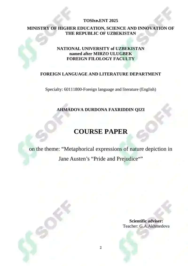 Metaphorical Expressions of Nature Depiction in Jane Austen’s “Pride and Prejudice” 2