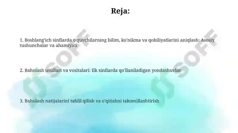 Boshlangʻich sinflarda o'quvchilarning bilim, ko'nikma va qobiliyatlarini aniqlash 2