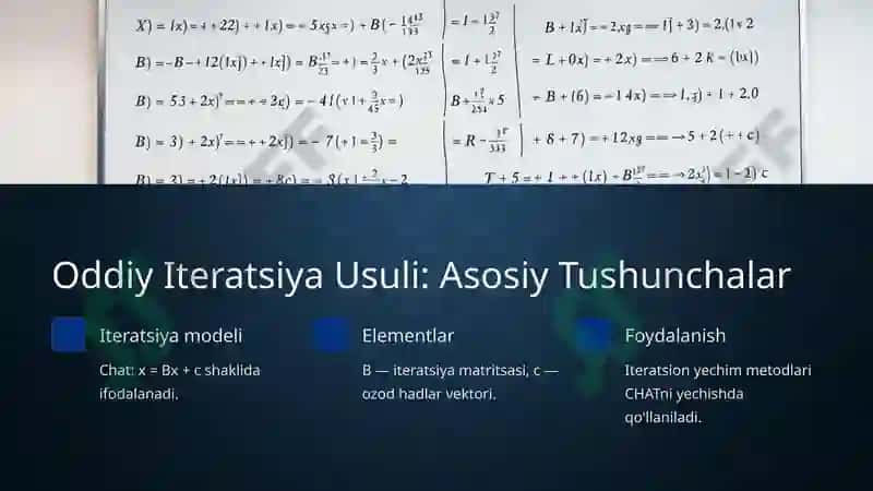 Chiziqli Algebraik Tenglamalar Sistemalarini Yechish: Oddiy Iteratsiya va Zeydal Usullari 2