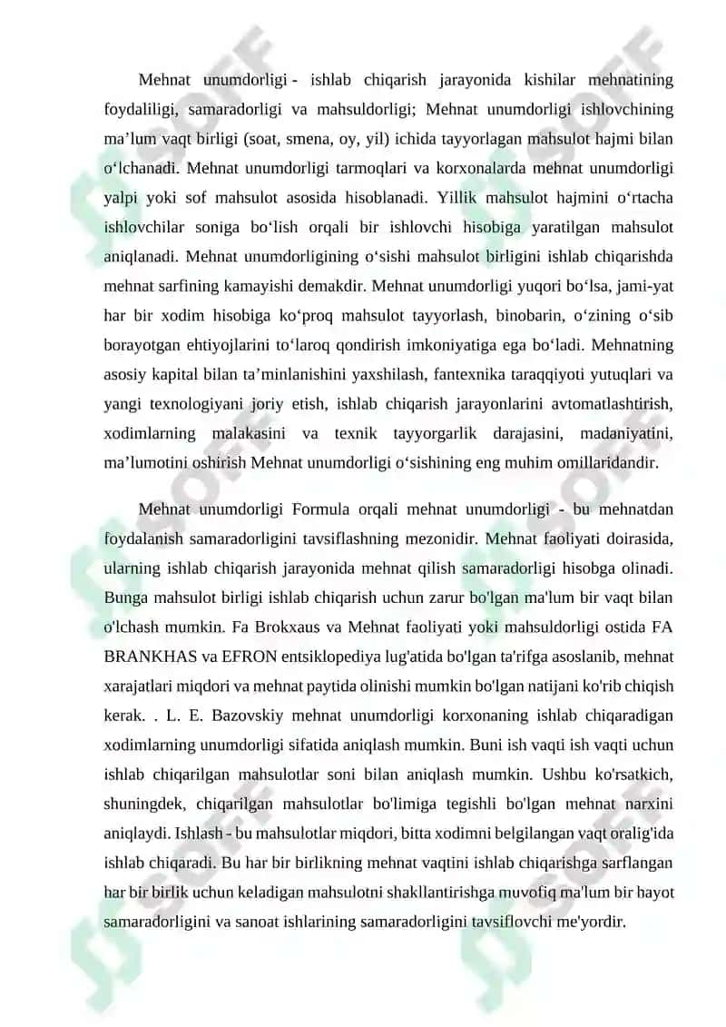 Mehnat unumdorligining darajasi va unga tasir etuvchi omillar 2