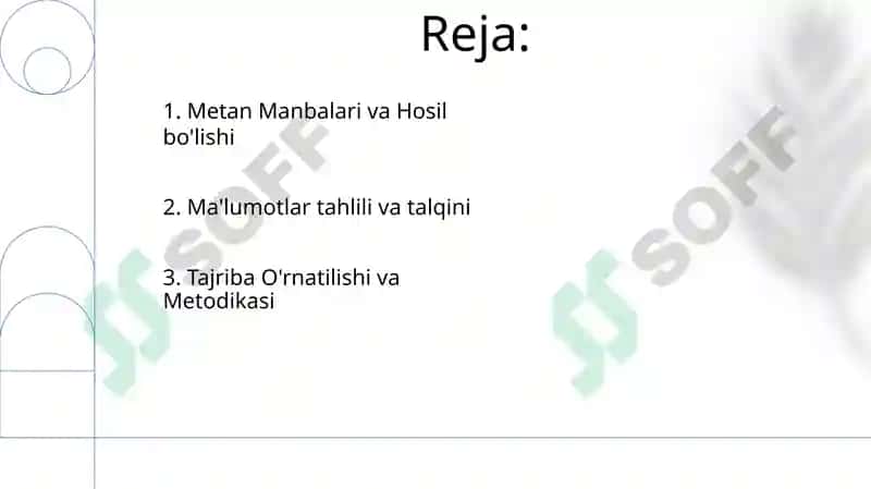 Metan bo'yicha tajribalar o'tkazish 2