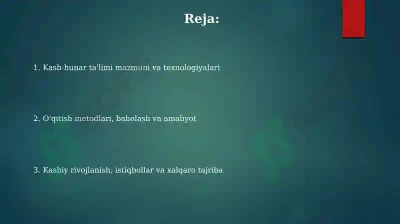 Kasbiy ta’lim mazmuni va texnologiyalari 2