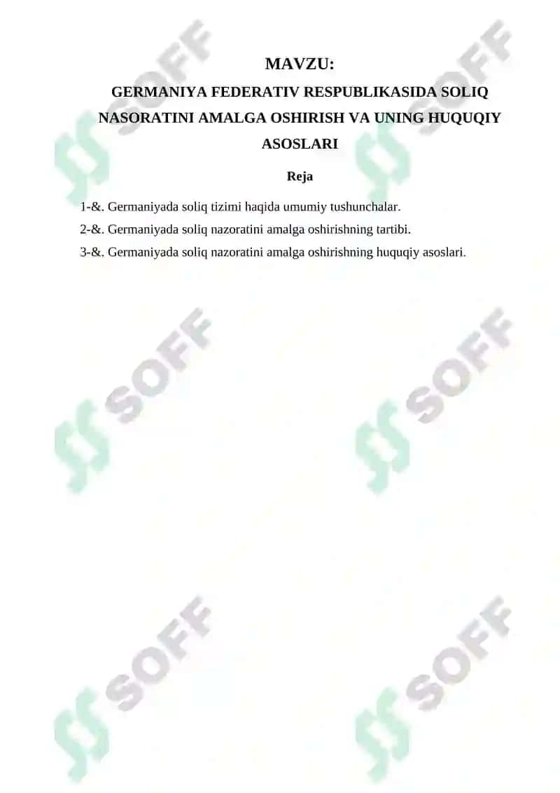 GERMANIYA FEDERATIV RESPUBLIKASIDA SOLIQ NASORATINI AMALGA OSHIRISH VA UNING HUQUQIY ASOSLARI 2