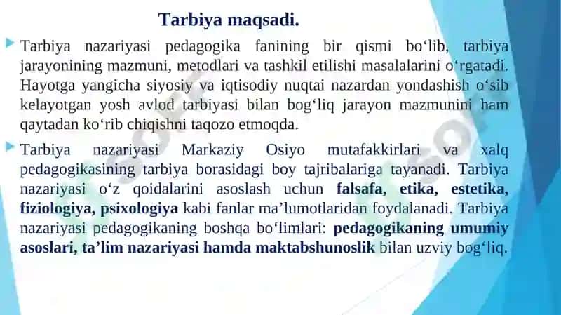 Pedagogik jarayonida tarbiyaning mazmuni 2