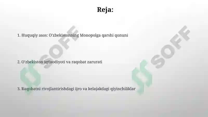 O'zbekistonda Raqobatchilik Muhitining Shakllanishi va Monopoliyaga Qarsh Qonun 2