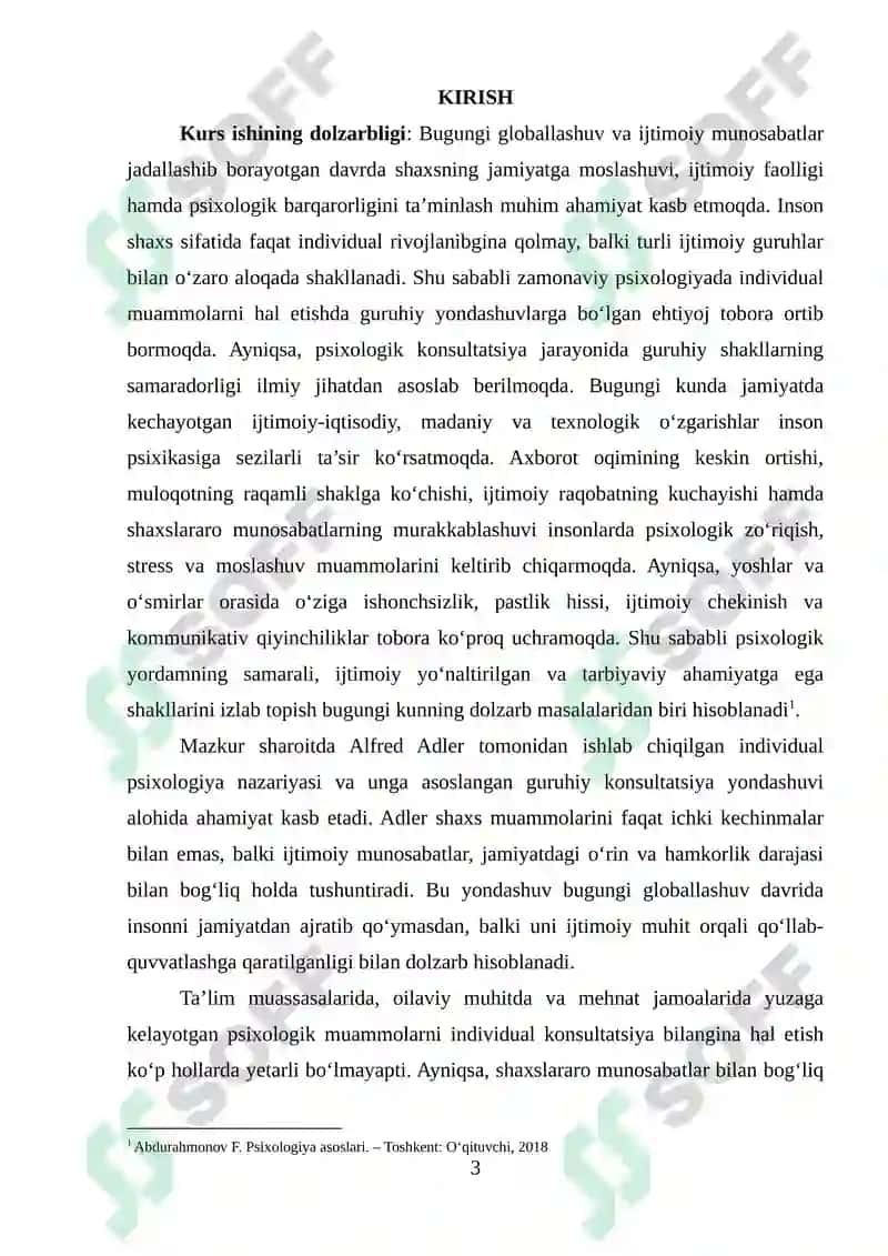 ADLER TALQINIDAGI GURUHIY KONSULTATSIYA 2