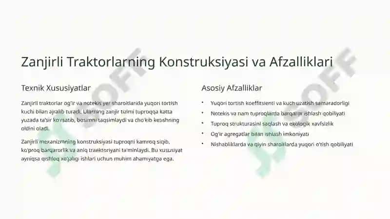 Zanjirli Traktor va Qishloq Xo'jaligi Agregatlari: Umumiy Dinamika 2