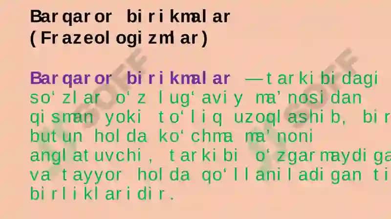 Barqaror birikmalar vaagnonimlar 2