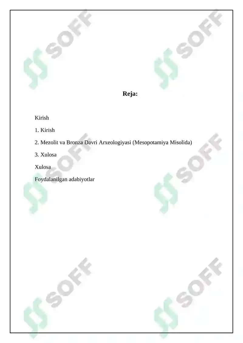 Mezolit va Bronza Davri Arxeologiyasi (Mesopotamiya Misolida) 2
