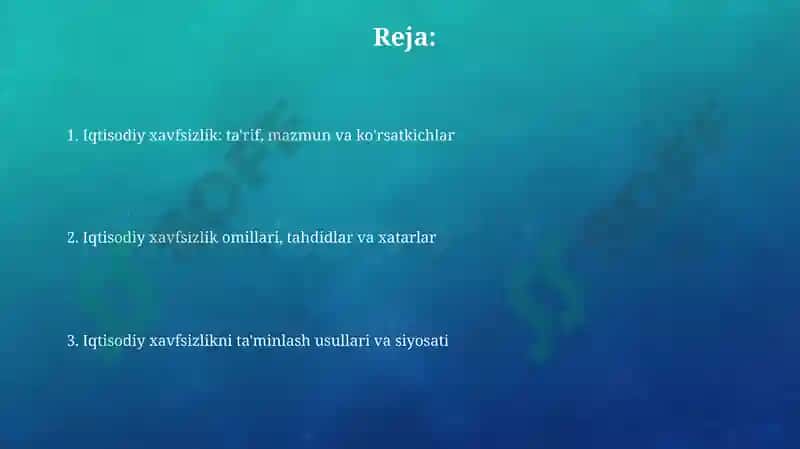 Iqtisodiy xavfsizlik tushunchasi: uning tarifi va mazmuni 2