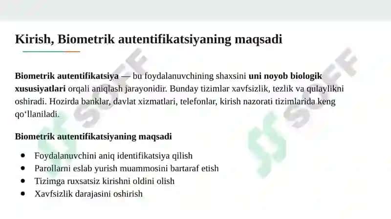 Biometrik autentifikatsiyalash 2