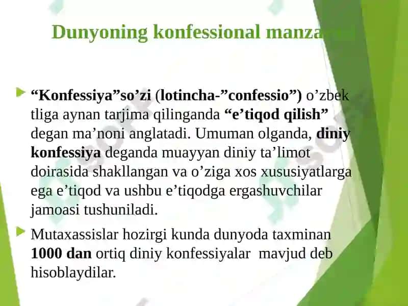 ZAMONAVIY DINIY HARAKATLAR VA SEKTALAR 2