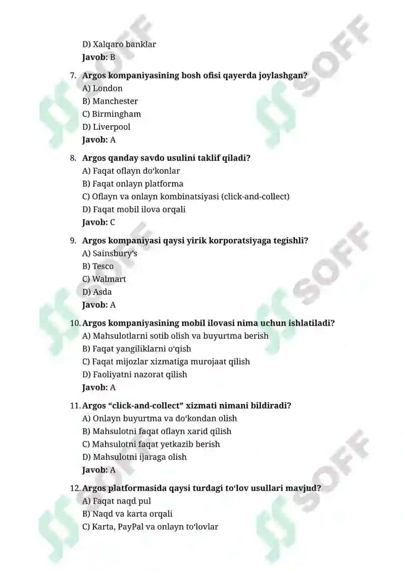 Argos 2025-yilgi  (Zamonaviy Texnologiya) 500 test javoblari bn 2