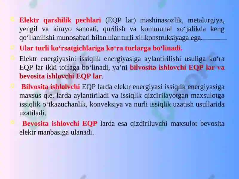 Elektr qarshilik pechlari 2