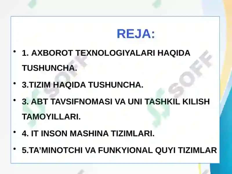 AXBOROT TIZIMLARI VA AXBOROT TEXNOLOGIYALARI 2
