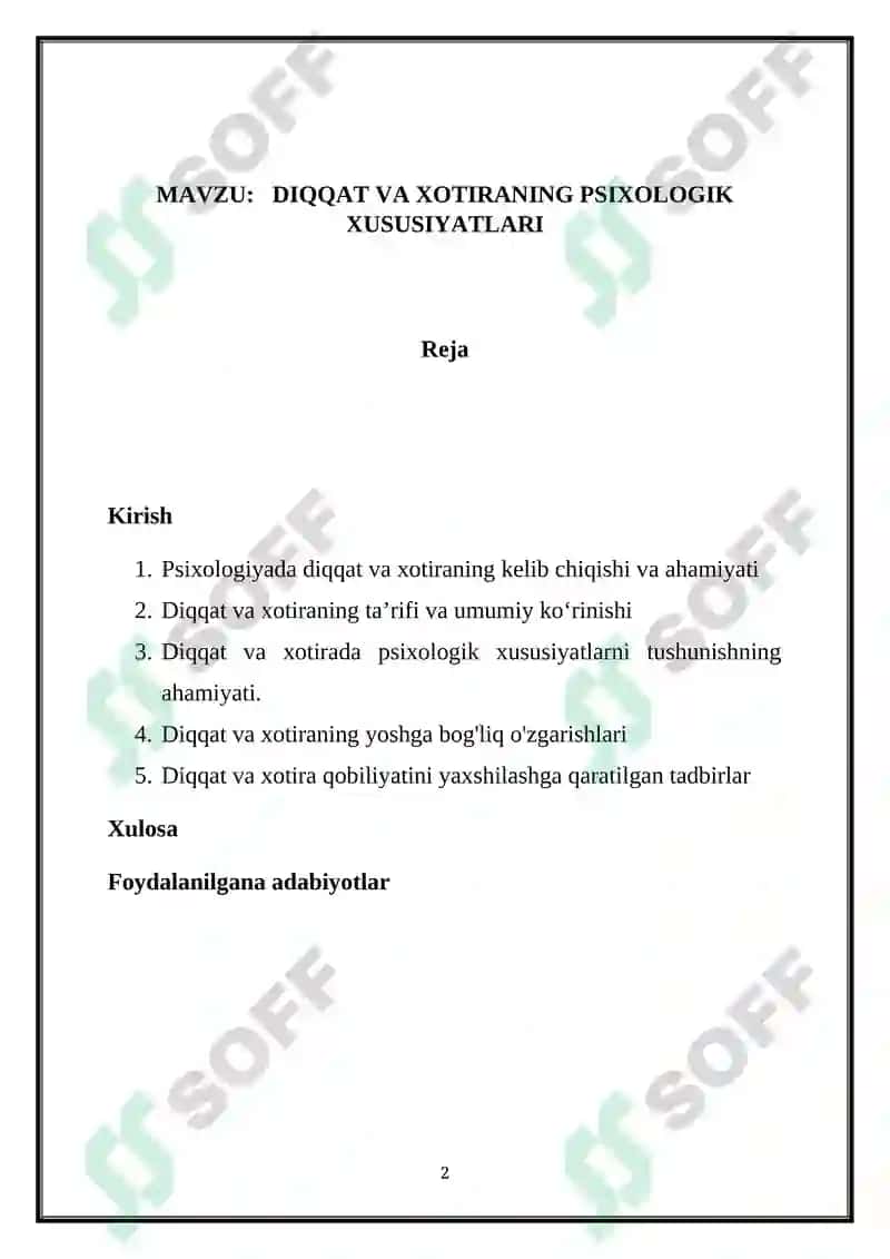 DIQQAT VA XOTIRANING PSIXOLOGIK XUSUSIYATLARI 2