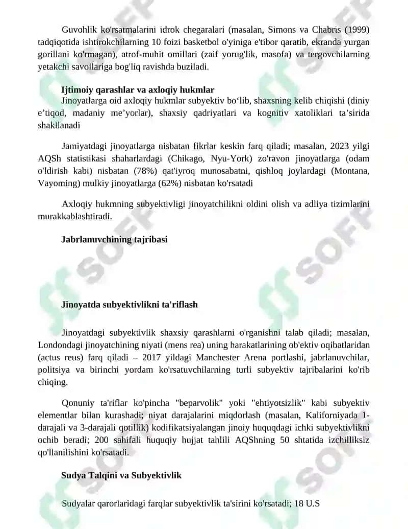 Jinoyatning subyektiv tomoni tushunchasi 2
